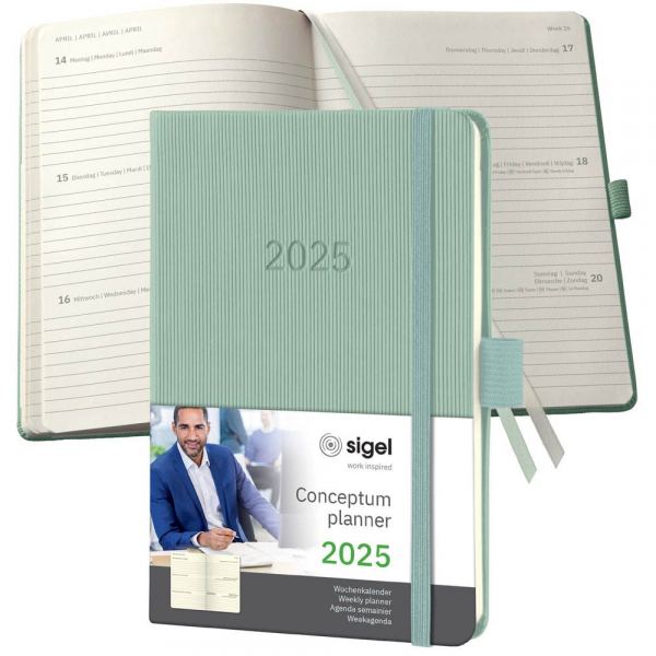 4004360780318 - Taschenkalender C2573 Conceptum mintgrün 1 Woche   2 Seiten  (A6) 2025 4004360780318 Sigel