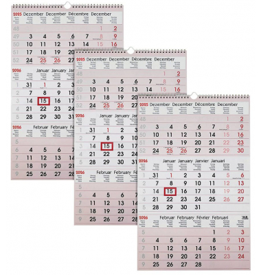 3-Monats-Wandkalender 297399, 3 Monate / 1 Seite, 32x48cm, Perfekter Überblick über den aktuellen sowie Vor- und Folgemonat, 202