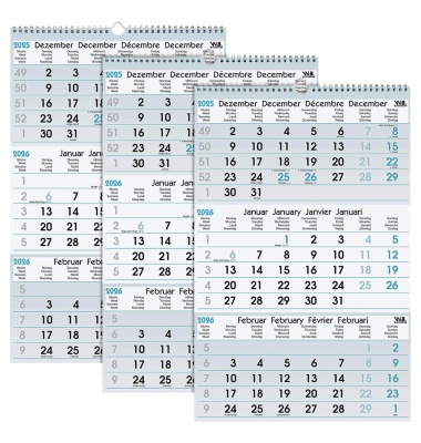 3-Monats-Wandkalender 297602, 3 Monate / 1 Seite, 32x48cm, Perfekter Überblick über den aktuellen sowie Vor- und Folgemonat, 202