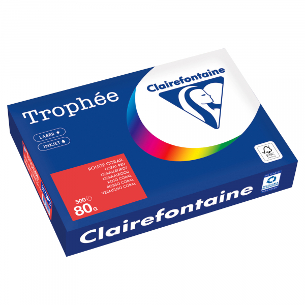 3329680002249 - Kopierpapier Trophée Color 8175PC A4 80g korallenrot  3329680002249 500 Blatt