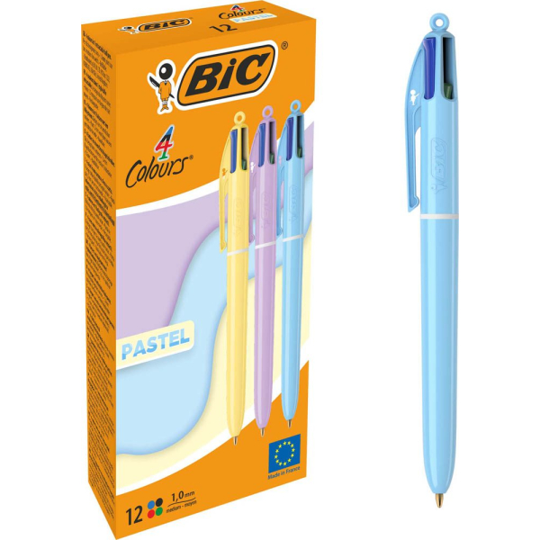 3086123740297 - 4-Farben-Kugelschreiber PASTEL mehrfarbig Schreibfarbe farbsortiert 3086123740297 Bic