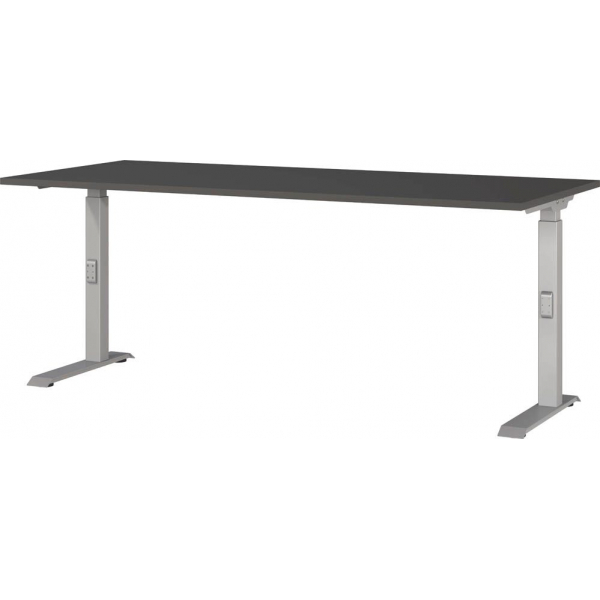 4005949791732 - DOWNEY höhenverstellbarer Schreibtisch grafit rechteckig C-Fuß-Gestell silber 1800 x 800 cm 4005949791732 GERMANIA