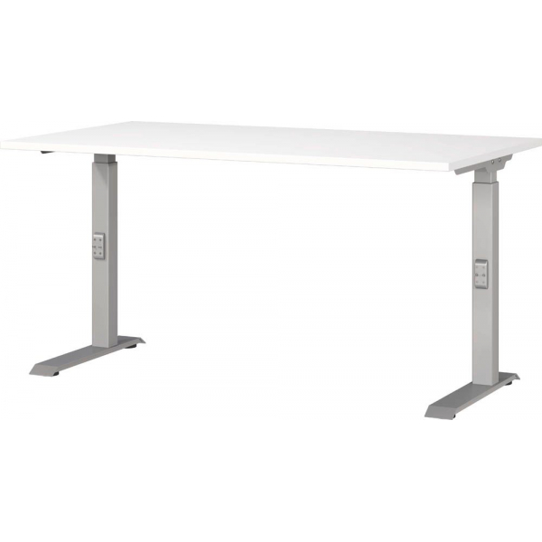 4005949791831 - Schreibtisch DOWNEY 7904-639 manuell höhenverstellbar 68-91cm (H) 140x80cm (BxT) rechteckig weiß   silber 4005949791831 GER