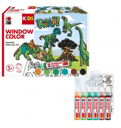 Dinosaurier Fenstermalfarben farbsortiert 6 x 25,0 ml