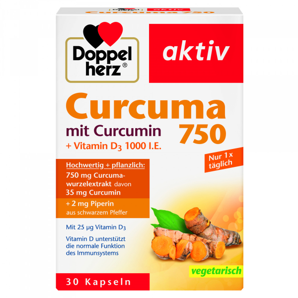 4009932132069 - aktiv Curcuma 750 Curcumin + Vitamin D3 1000 IE Nahrungsergänzungsmittel