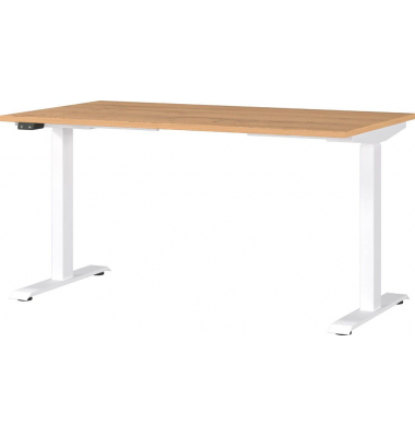 Sitz-Steh-Schreibtisch JET 7905-552, elektrisch höhenverstellbar , 140x80cm (BxT), rechteckig, grandson-eiche / Weiß