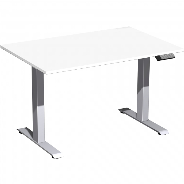 4038933545097 - Schreibtisch Elevate Plus S-08K1208-WS höhenverstellbar  rechteckig weiß   Silber 4038933545097 Geramöbel GmbH