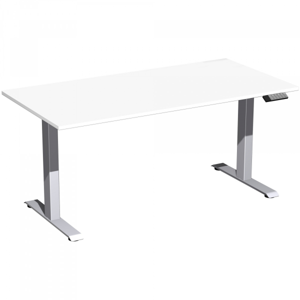 4038933545271 - Schreibtisch Elevate Plus S-08K1608-WS höhenverstellbar  rechteckig weiß   Silber 4038933545271 Geramöbel GmbH