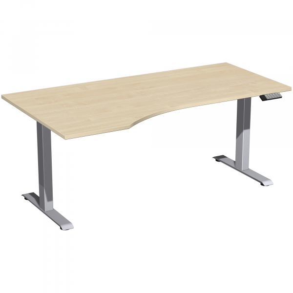 4038933546087 - Sitz-Steh-Schreibtisch Elevate Plus S-08K1812-AS elektrisch höhenverstellbar 63-128cm (H) 180x100cm (BxT) Freiform ahorn   S