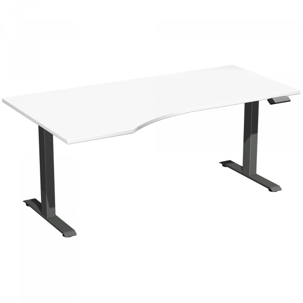 4038933546186 - Sitz-Steh-Schreibtisch Elevate Plus S-08K1812-WA elektrisch höhenverstellbar 63-128cm (H) 180x100cm (BxT) Freiform weiß   a