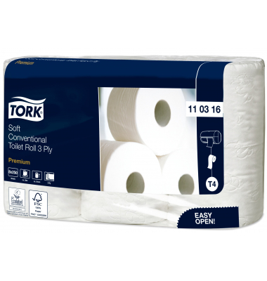 Toilettenpapier T4 Premium Soft 110316, 3-lagig, hochweiß, 250 Blatt / Rolle,