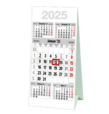 Dreimonatskalender M5TK, 3 Monate / 1 Seite, 10x20cm, 2025