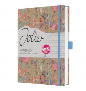 Notizbuch JN853, JOLIE Pure Wildflowers, braun/pink/blau/lila, A5, liniert, 100g, 96 Blatt / 192 Seiten