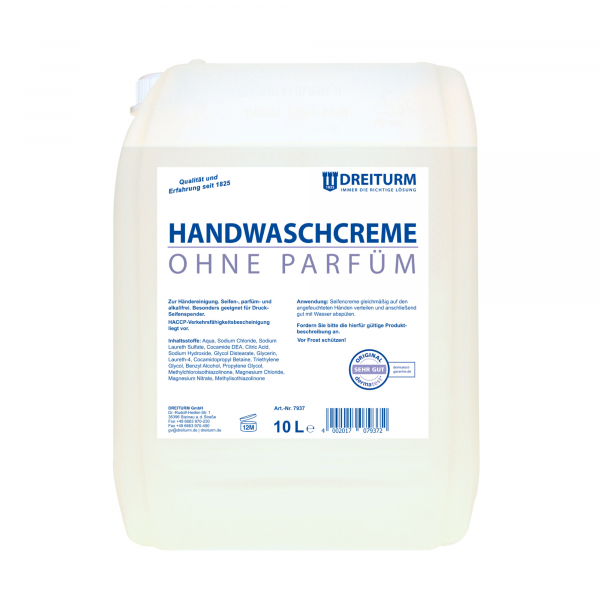 4002017079372 - Handwaschcreme ohne Parfüm Hautverträgliche Waschcreme mit ausgezeichneter Waschkraft 10 Liter - Kanister