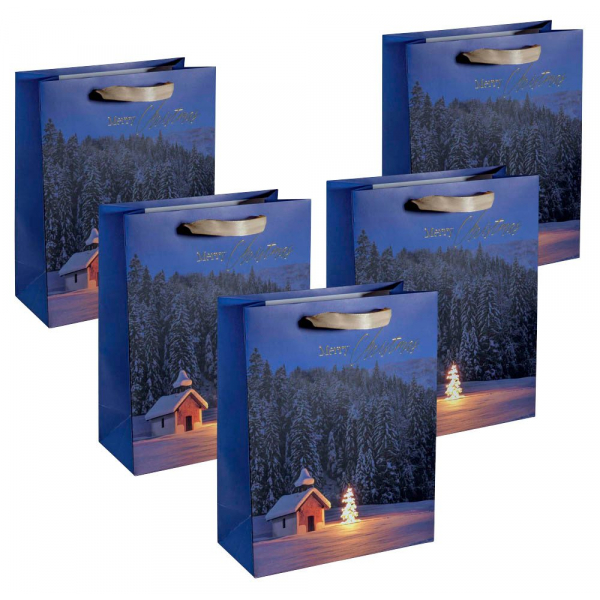 4004360781230 - Geschenktasche GT115 Christmas Chapel  Large Weihnachten mit Schleifenband Weihnachten 26cm x 33cm 4004360781230 5 Stück