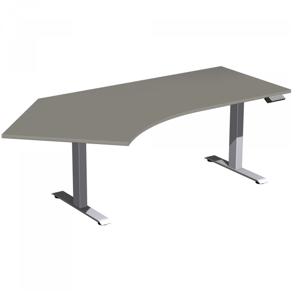 4038933544403 - Schreibtisch Elevate Basic N-08J1615-OS elektrisch höhenverstellbar 73-123cm (H) Freiform onyx   silber 4038933544403 Geramö