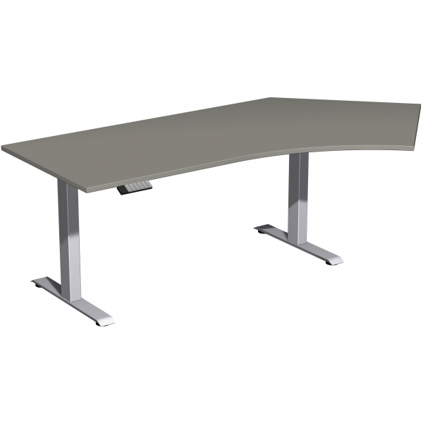 4038933544588 - Schreibtisch Elevate Basic N-08J1616-OS elektrisch höhenverstellbar 73-123cm (H) Freiform onyx   silber 4038933544588 Geramö