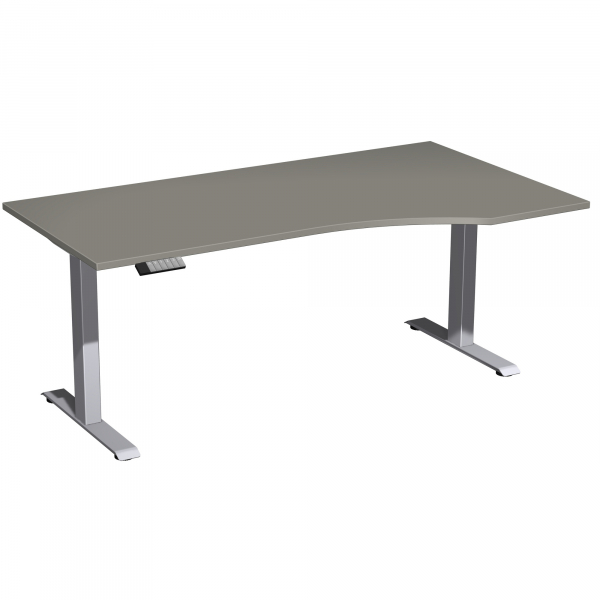 4038933544762 - Schreibtisch Elevate Basic N-08J1811-OS elektrisch höhenverstellbar 73-123cm (H) Freiform onyx   silber 4038933544762 Geramö