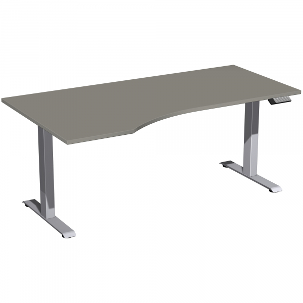 4038933544946 - Schreibtisch Elevate Basic N-08J1812-OS elektrisch höhenverstellbar 73-123cm (H) Freiform onyx   silber 4038933544946 Geramö