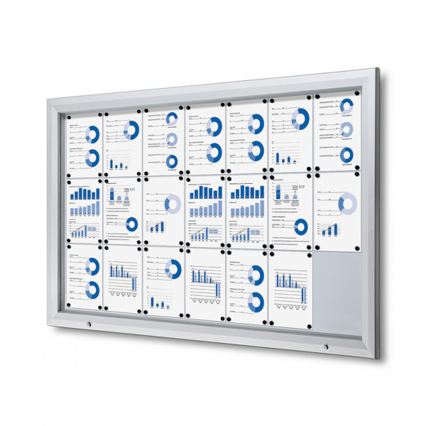 8595578316704 - SHOWDOWN Abschließbarer Schaukasten Magnetisch 1685 (B) x 1067 (H) cm Silber 21 x DIN A4