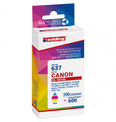 Tintenpatrone 18-637 wie Canon CL-561XL cmy