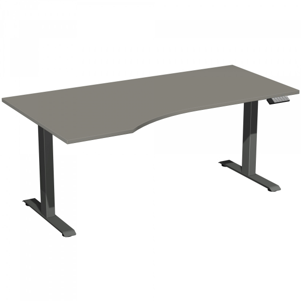 4038933546216 - Schreibtisch Elevate Plus N-08K1812-OA elektrisch höhenverstellbar 63-128cm (H) 180x100cm (BxT) Freiform onyx   anthrazit 4