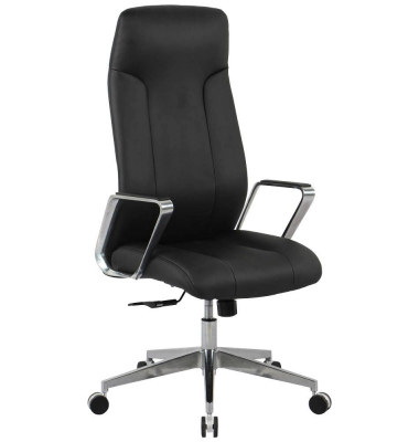 Chefsessel, HLC-2955L Kunstleder schwarz, Gestell silber