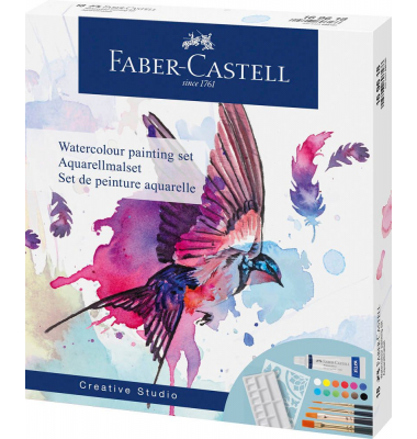 Aquarell Bastelfarben-Set farbsortiert 12 Tuben  5,0 ml Tuben, 4 Synthetik-Pinsel, 1 Schablone und 1 Mischpalette  ml