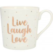 Kaffeebecher Live, Laugh, Love weißgold 0,3 l