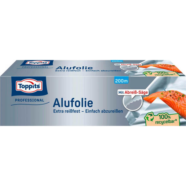 4008871200327 - Toppits® Alu-Folie Großrolle 295 cm breit im Abreißkarton extra stark und extra breit Rollenlänge 200 m