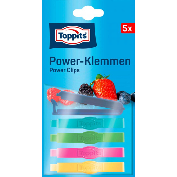 4008871200396 - Toppits® Power Clips - Verschluss-Klemmen zum Verschließen von Beuteln und Tüten aller Art 1 Packung = 5 Stück