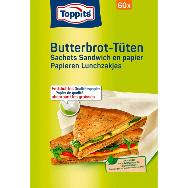 4008871200808 - Toppits® Frühstücks-Tüten halten Lebensmittel unterwegs ideal frisch 1 Packung = 60 Stück