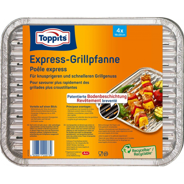 4008871200730 - 4 Aluschalen Express-Grillpfanne 280 x 220 cm 4008871200730 4 Stück