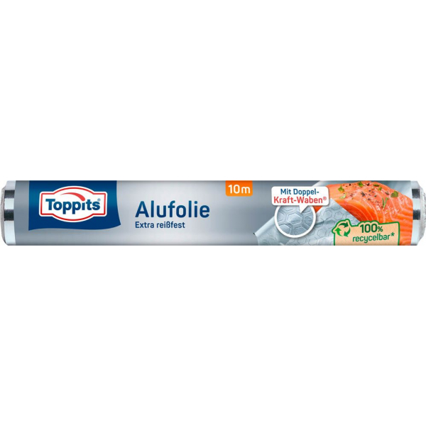 4008871201010 - Toppits ® Kraft-Alufolie in Papiereinschlag Normalbreit 30 cm Länge 10 m 1 Packung = 1 Rolle