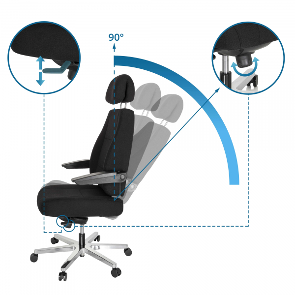 4064323002000 - XXL Drehstuhl 24 HOURS I Stoff mit abklappbaren Armlehnen hjh OFFICE