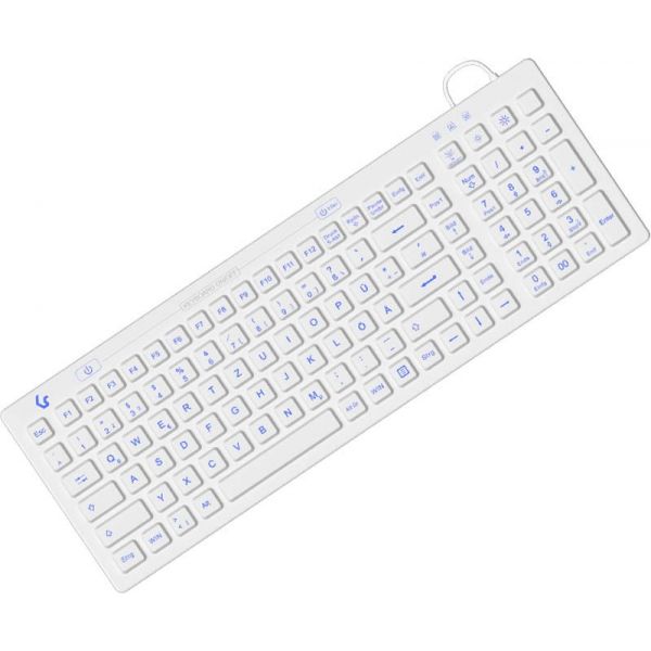 4250078172215 - ICY BOX KSK-6031INEL-Wh Kabelgebunden Hygiene-Tastatur Deutsch QWERTZ Weiß Staubgeschützt Spritzwassergeschützt Beleuchtet