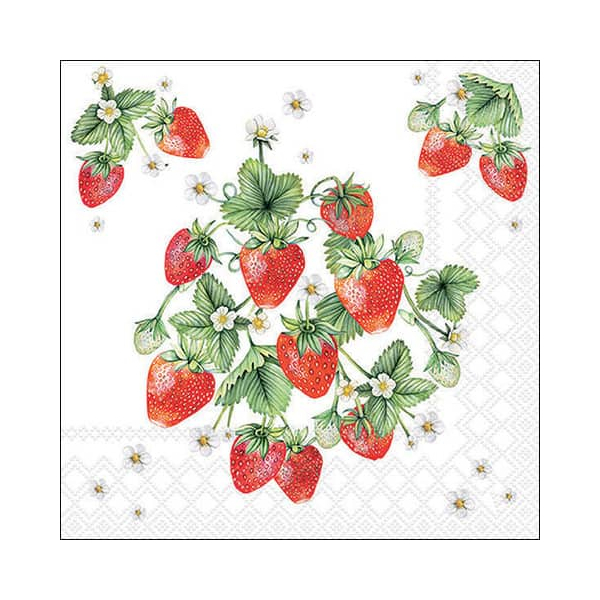 8712159192827 - Motivserviette 33x33cm Strawberries 8712159192827 20 Stück