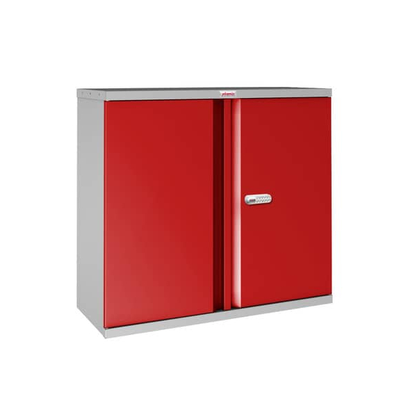 5032548007185 - SCL0891GRE Stahlschrank Klein grau rot m Electr-Schloss (B x H x T) 915 x 830 x 370 mm mit Elektronikschloss