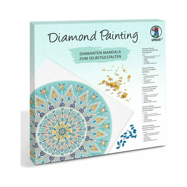 4008525250333 - Diamond Painting Diamantane Mandala Set 5 hellblau   taupe   weiß