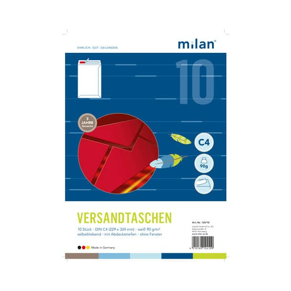 4010169124109 - Versandtaschen 124 10 C4 haftklebend mit Abziehstreifen 90g weiß 4010169124109 MILAN