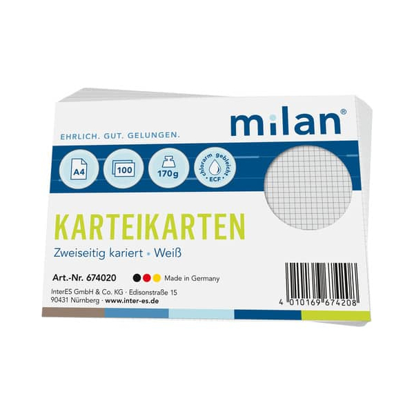 4010169674208 - Karteikarte A4 kariert weiß 4010169674208 100 Stück