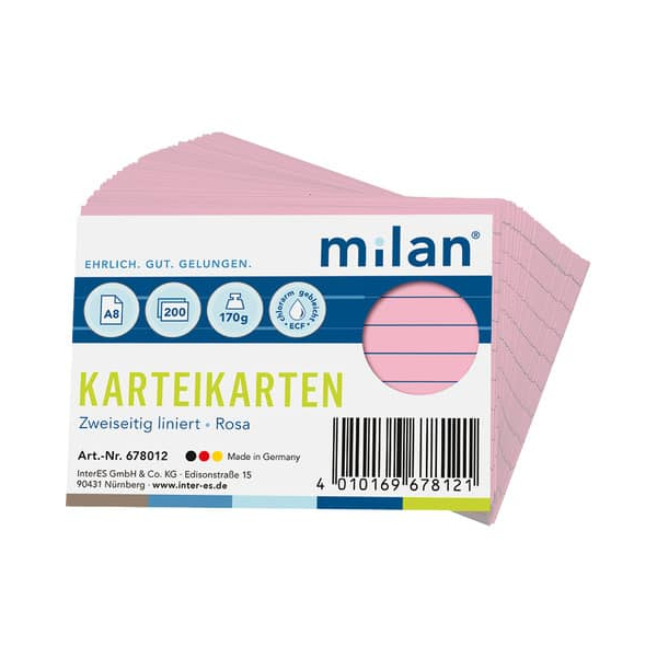 4010169678121 - Karteikarte A8 liniert rosa 4010169678121 200 Stück