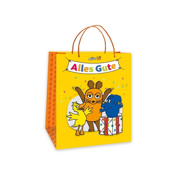 4251901505637 - Geschenktasche 80563N Kindergeburtstag 3D-EffektGlitzerPapierkordel Maus Elefant 26cm x 32cm 4251901505637 TRÖTSCH