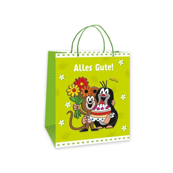 4251901505675 - Geschenktasche 80567N Kindergeburtstag 3D-EffektGlitzerPapierkordel Der Kleine Maulwurf 26cm x 32cm 4251901505675 TRÖTSCH