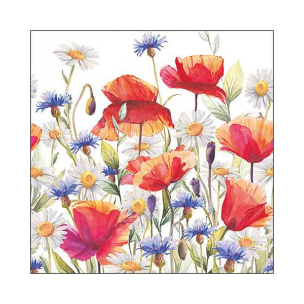 8712159196320 - Motivserviette 33x33cm Mohn+Kornblumen 8712159196320 20 Stück