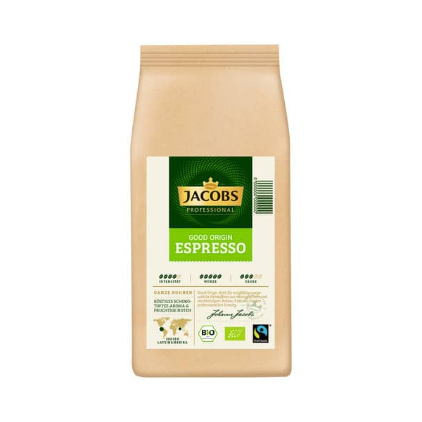 8711000583289 - Jacobs Good Origin Espresso 1 kg Ganze Bohne Bio & Fairtrade röstig-süß mit Toffee-Aroma