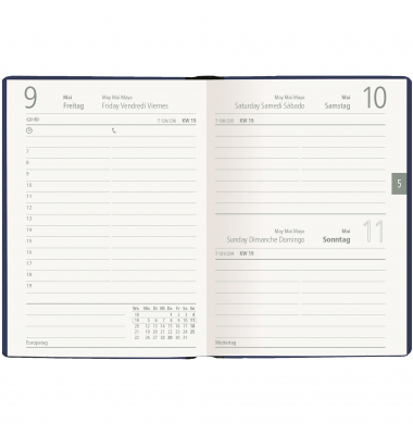 Taschenkalender 610-1001, farbig sortiert, 1 Tag / 1 Seite, 10,2x14,2cm (A6), 2025