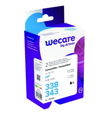 WeCare Tintenpatrone komp. mit HP 338 + 343SD449EE, 20ml, swz3-farbig