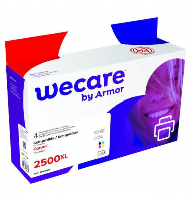 WeCare Tintenpatrone komp. mit Canon PGI-2500XL, Inhalt: 72ml, 4 Farben