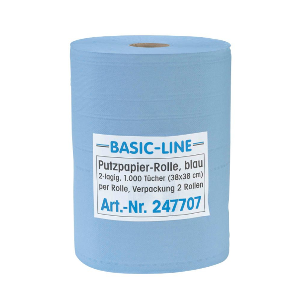 4004231707710 -  2 Putztuchrollen Basic-Line 2-lagig blau 1000 Blätter 4004231707710 Head 2 Rolle